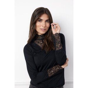 NWT SOYA CONCEPT MARICA 20 black LACE ELEGANT LONGSLEEVE